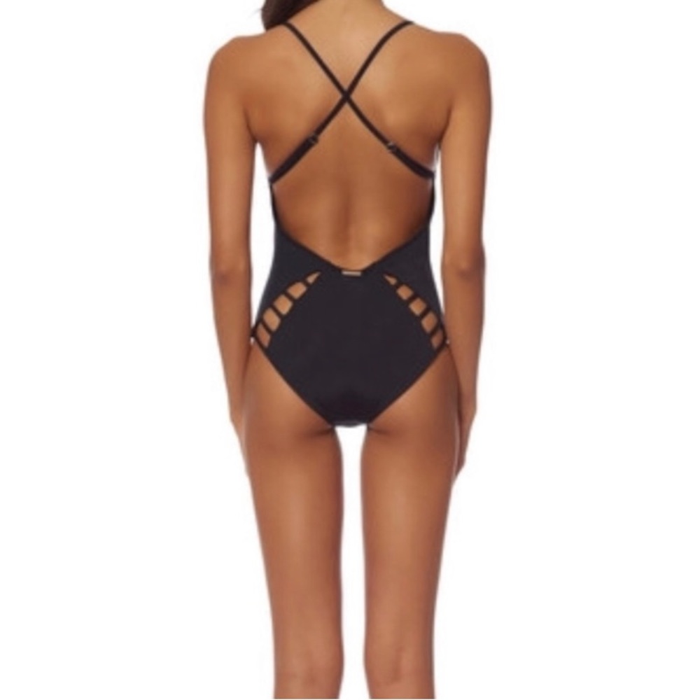 MARA HOFFMAN LATTICE ONE PIECE SWIMSUIT